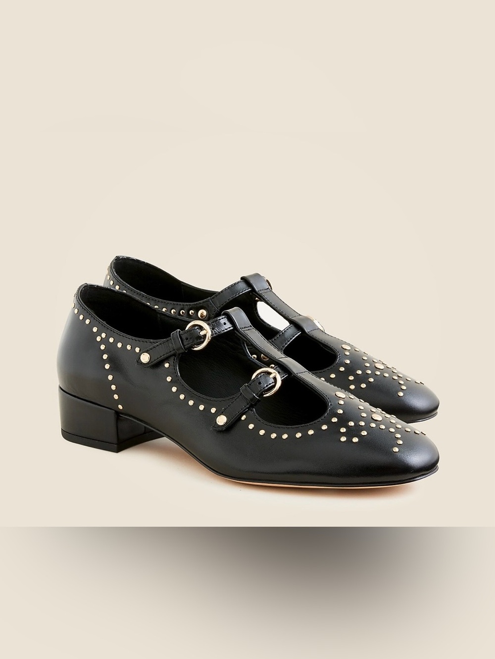 J. Crew Black Studded T-Strap Maryjane Loafers Size 7.5